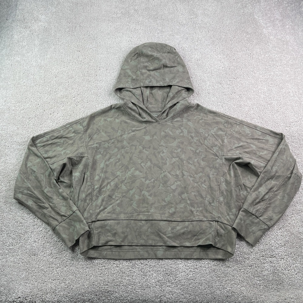 Athleta‎ Hoodie Womens Medium Green Farallon Printed Camo Sweatshirt Pullover